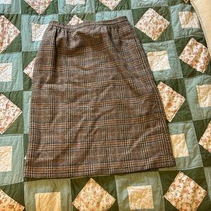 Vintage Wool Plaid Midi Skirt
